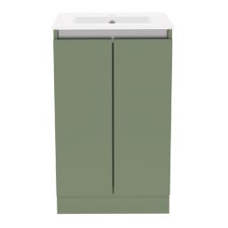Newland  Double Door Floor Standing Vanity Unit with Basin Matt Sage Green 500mm x 450mm x 840mm