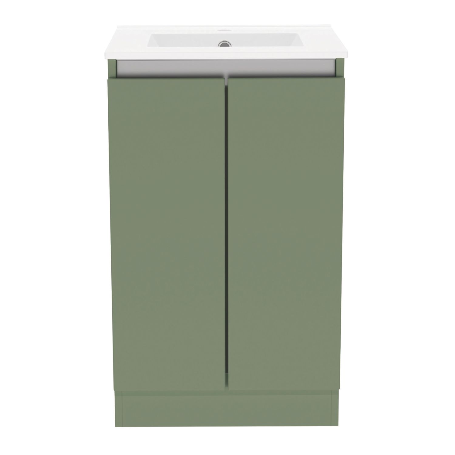 Newland Double Door Floor Standing Vanity Unit with Basin Matt Sage Green 500mm x 450mm x 840mm (608RN)