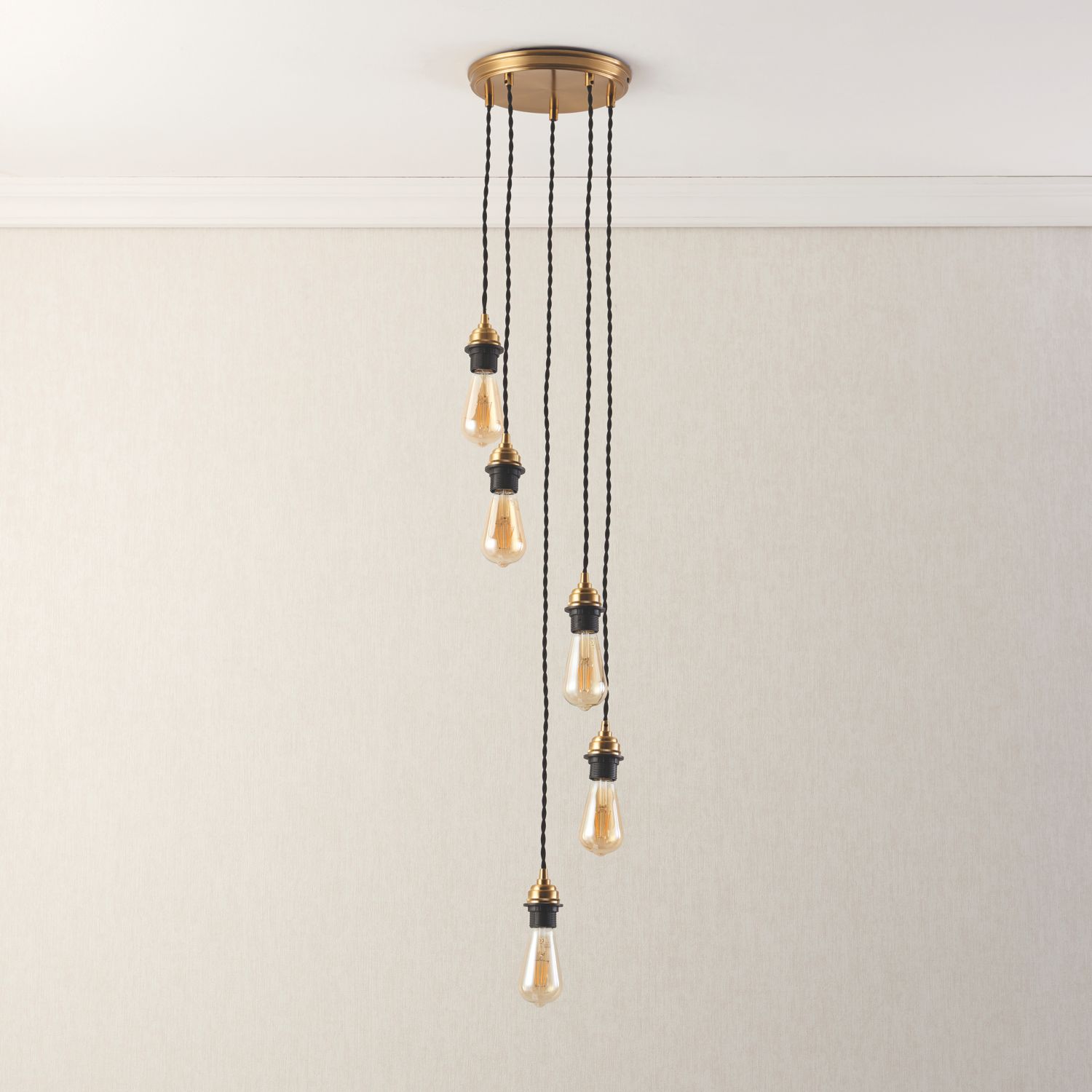 Quay Design Cable Set 5-Light Pendant Antique Brass (608VG)