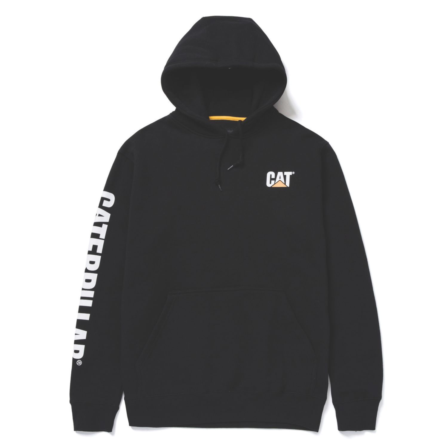 CAT Trademark Banner Hooded Sweatshirt Sweat Shirts Black 2X Large 48" Chest (608VU)