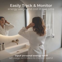 Masterplug 870mm x 510mm 1706BTU White Flat Electric Towel Radiator