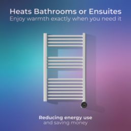 Masterplug 870mm x 510mm 1706BTU White Flat Electric Towel Radiator