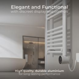 Masterplug 870mm x 510mm 1706BTU White Flat Electric Towel Radiator