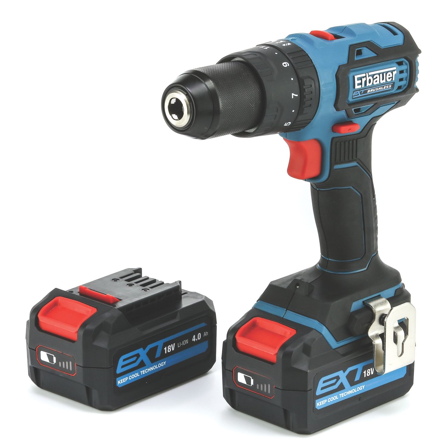 Erbauer ECD18-Li-2 18V 2 x 4.0Ah Li-Ion EXT Brushless Cordless Combi Drill (609FV)