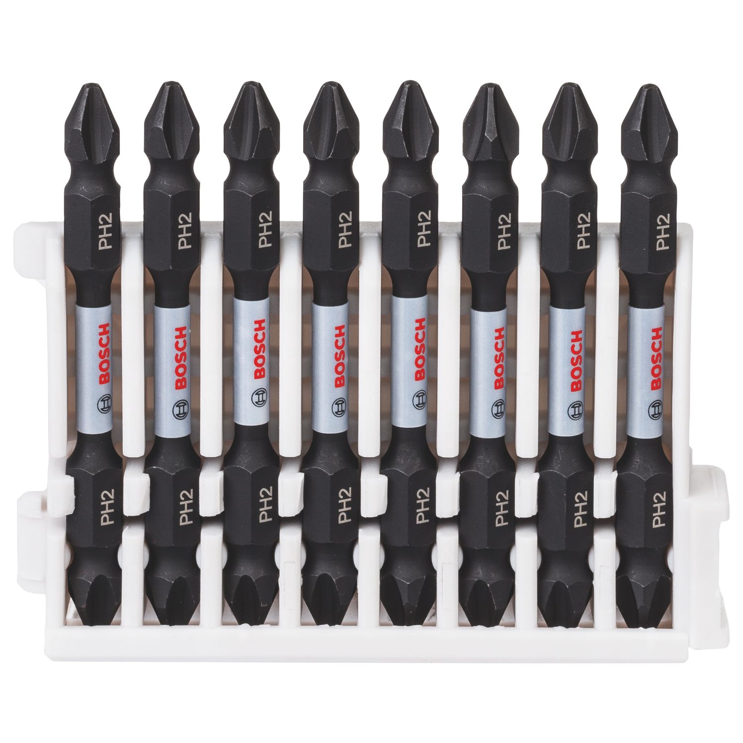 Bosch 1/4" 65mm Hex Shank PH2 Impact Control Double-Ended Screwdriver Bits 8 Piece Set (609FW)