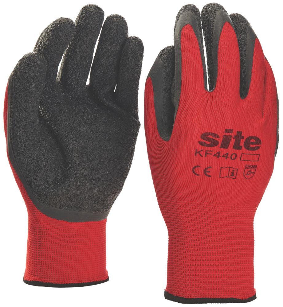 Site  Superlight Latex Gripper Gloves Red / Black Medium