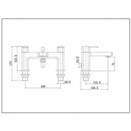 ETAL Lanza Polished Chrome 174mm Deck Mounted Dual Control Manual Shower Mixer Tap