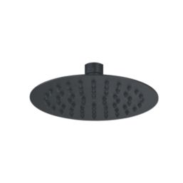 Iowa HP/Combi Flexible Concealed Matt Black Thermostatic Round Concealed Shower Mixer with Riser Handset & Overhead Outlet