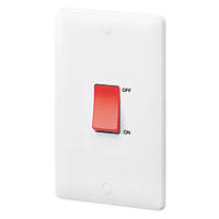 MK Base 45A 2-Gang DP Control Switch White  with Red Inserts
