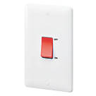 MK Base 45A 2-Gang DP Control Switch White  with Red Inserts