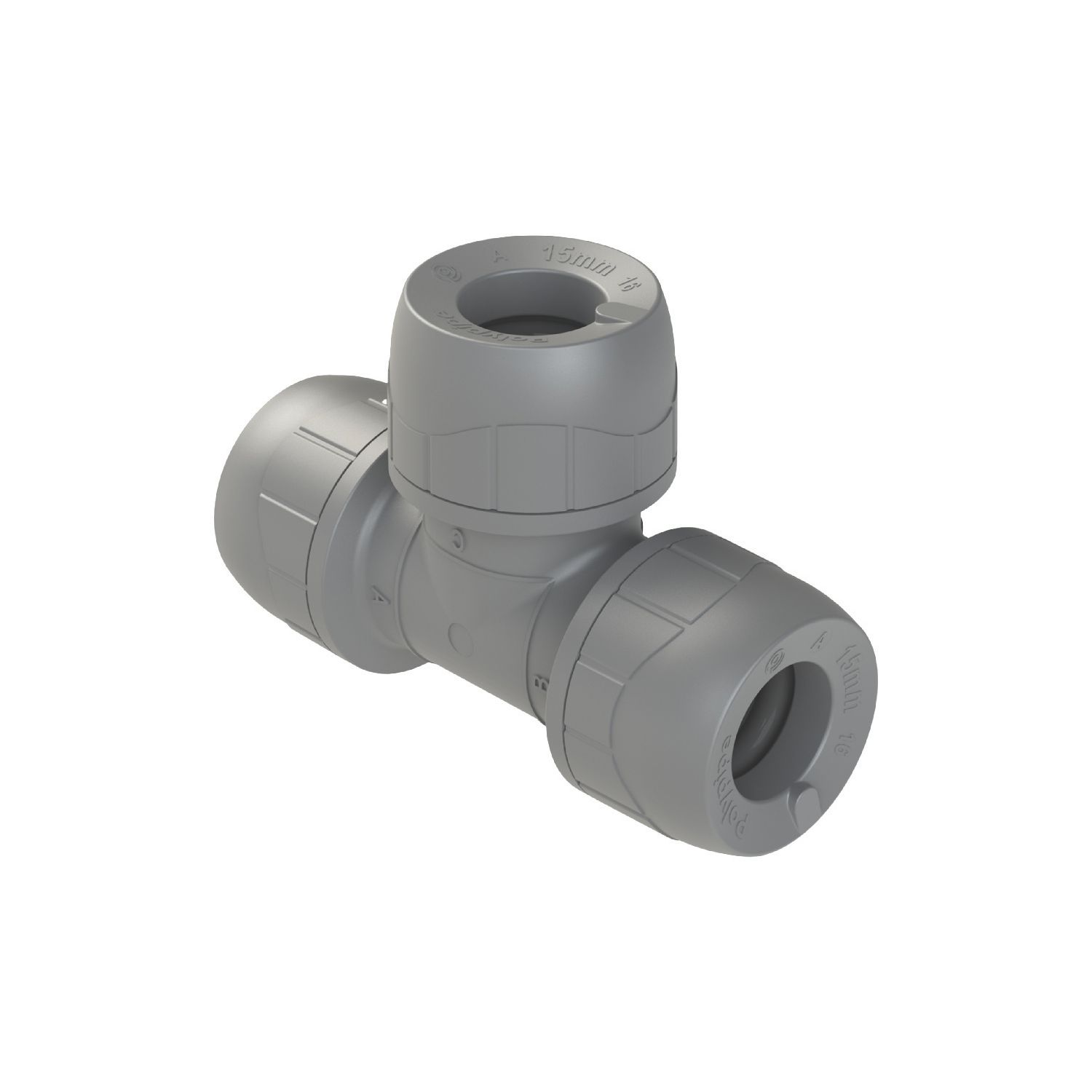 PolyPlumb Enhanced Plastic Push-Fit Equal Tee 15mm (609PY)