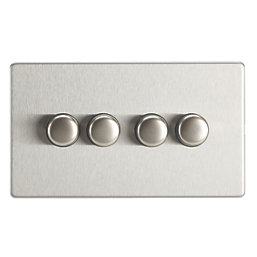 Contactum Lyric 4-Gang 2-Way  Dimmer Switch  Brushed Steel