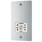 LAP  2-Gang Dual Voltage Shaver Socket 115 / 230V Polished Chrome with White Inserts