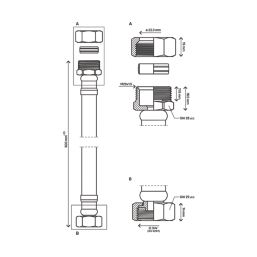 Flomasta Straight Flexible Compression Hose 22mm x 3/4" x 500mm