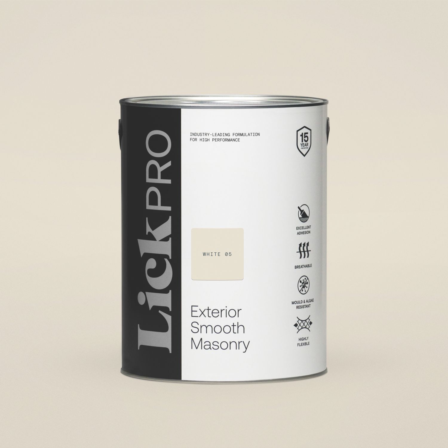 LickPro 5Ltr Smooth White 05 Masonry Paint (610FW)
