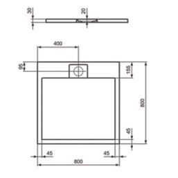 Ideal Standard i.life Ultraflat S E2962FR Square Shower Tray Pure White 800mm x 800mm x 30mm