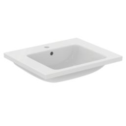 Ideal Standard i.life B Wall Hung Vanity Unit with Black Handles & Basin Matt Quartz Grey 600mm x 505mm x 630mm