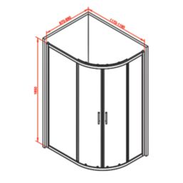 Framed Offset Quadrant Shower Enclosure LH&RH Polished Silver Effect/Clear 1200mm x 900mm x 1850mm