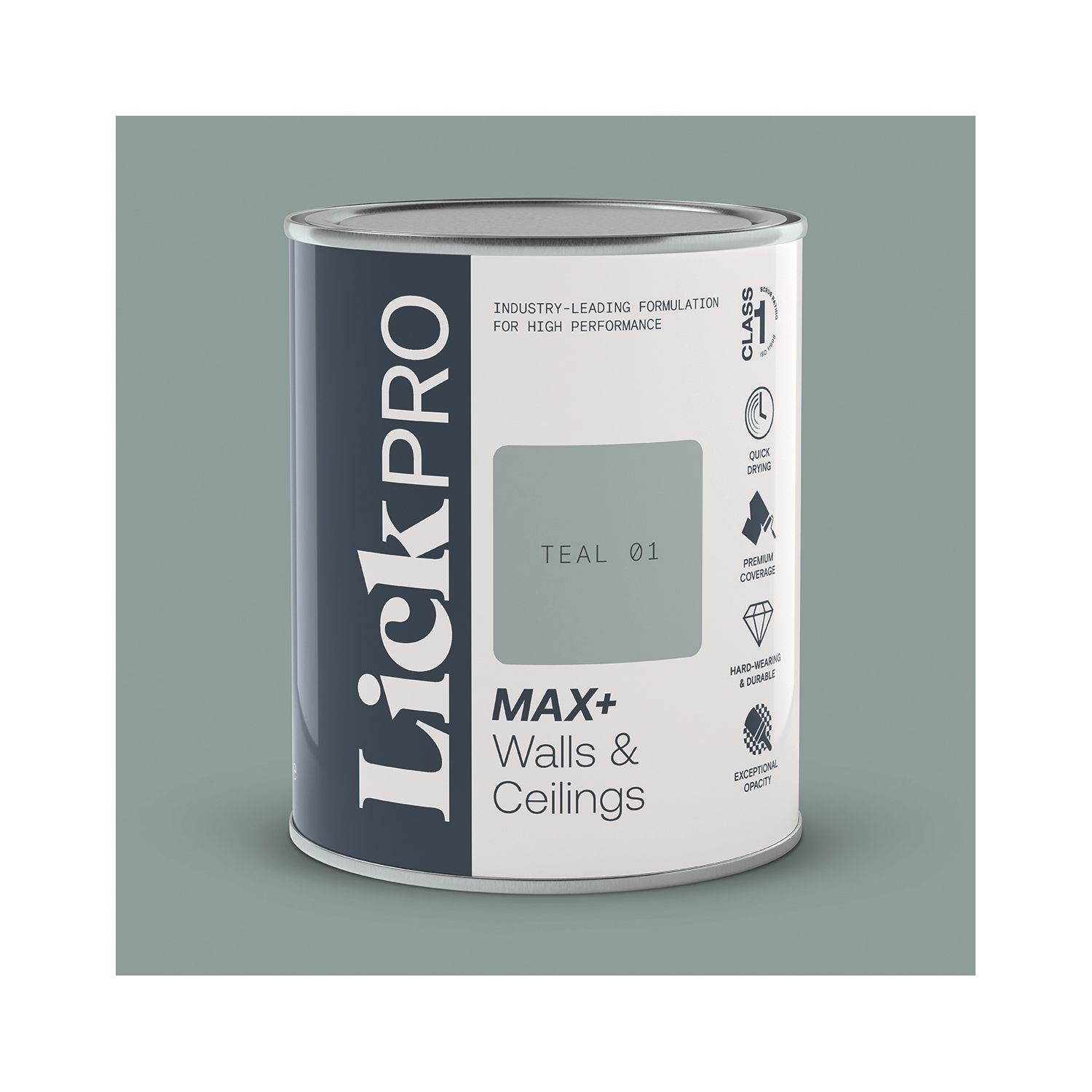 LickPro Max+ 1Ltr Teal 01 Matt Emulsion Paint (610TM)