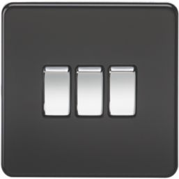 Knightsbridge  10AX 3-Gang 2-Way Light Switch  Matt Black