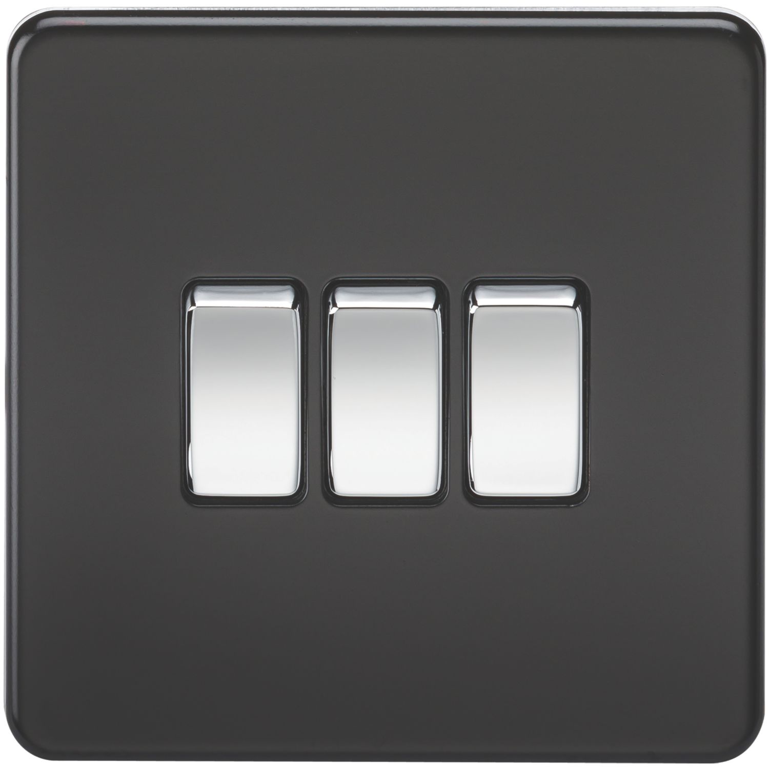 Knightsbridge 10AX 3-Gang 2-Way Light Switch Matt Black (610TY)