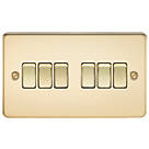 Knightsbridge FP4200PB 10AX 6-Gang 2-Way Light Switch  Polished Brass