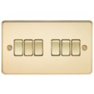 Knightsbridge  10AX 6-Gang 2-Way Light Switch  Polished Brass