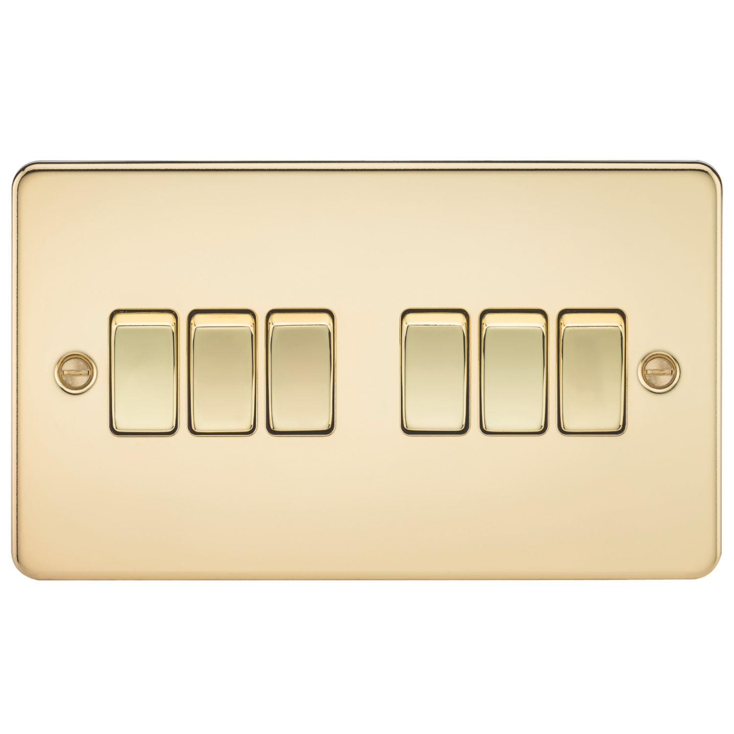 Knightsbridge 10AX 6-Gang 2-Way Light Switch Polished Brass (610VF)
