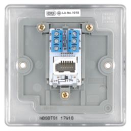 British General Nexus Metal 1-Gang Slave Telephone Socket Brushed Steel