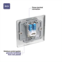 British General Nexus Metal 1-Gang Slave Telephone Socket Brushed Steel