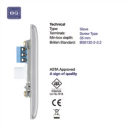 British General Nexus Metal 1-Gang Slave Telephone Socket Brushed Steel