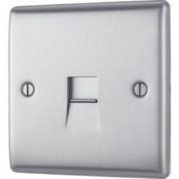 British General Nexus Metal 1-Gang Slave Telephone Socket Brushed Steel
