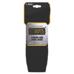 SockShop  Cushioned Foot Work Socks Black 6-11 2 Pairs
