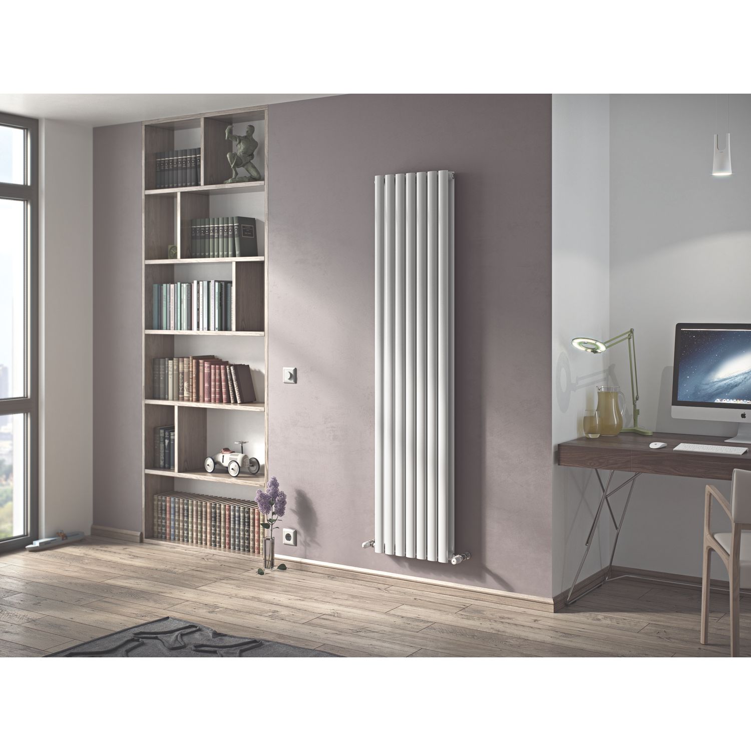Ximax Fortuna Duplex 1800mm x 410mm 4147BTU White Vertical Designer Radiator (6114H)