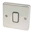 Hager Sollysta WRPS12BSB 10AX 1-Gang 2-Way Light Switch  Brushed Steel with Black Inserts