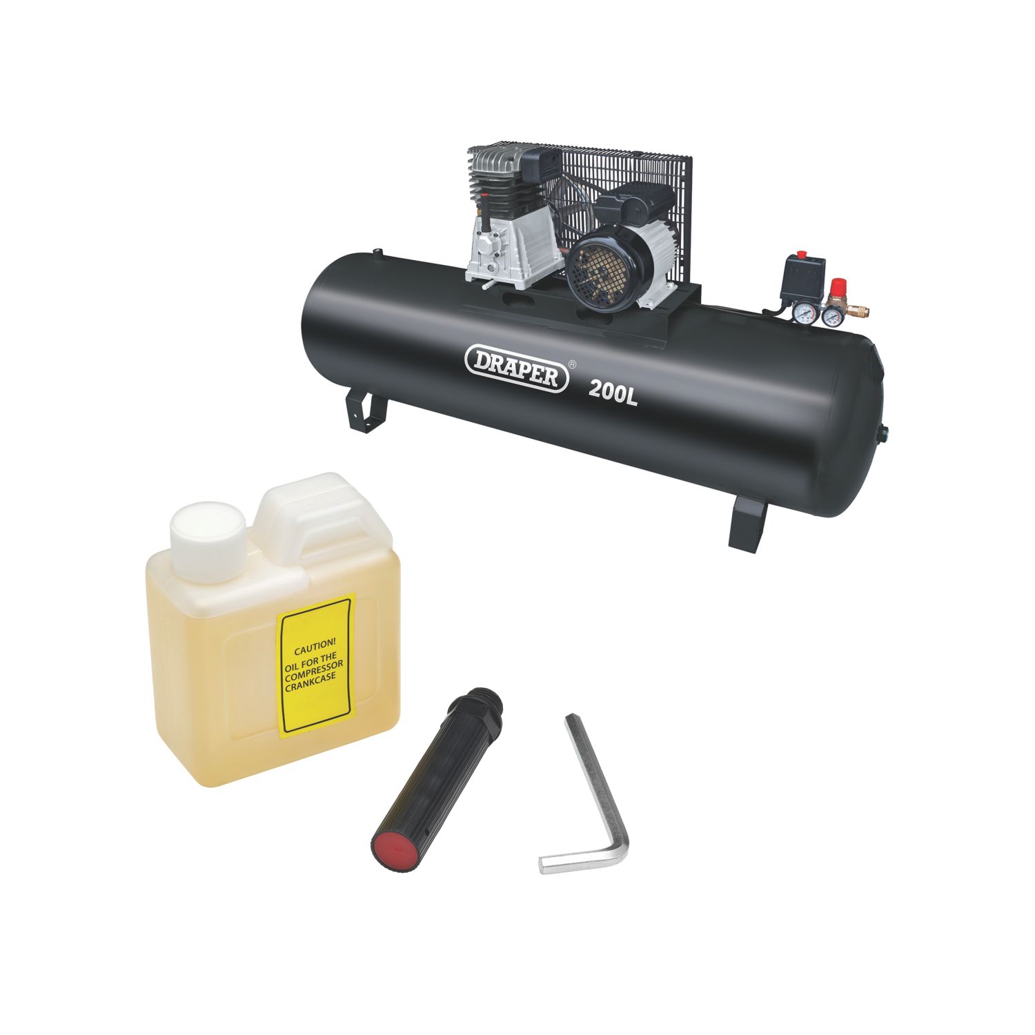 Draper 55313 200Ltr Brushless Electric Belt-Driven Air Compressor 230V (611CM)