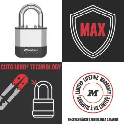 Master Lock PK1EURT Keyed Alike All-Weather   Elite Laminated Padlock  Silver & Black 45mm 2 Pack