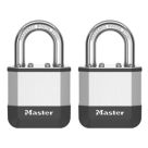 Master Lock PK1EURT Keyed Alike All-Weather   Elite Laminated Padlock  Silver & Black 45mm 2 Pack