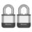 Master Lock PK1EURT Keyed Alike All-Weather   Elite Laminated Padlock  Silver & Black 45mm 2 Pack