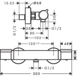 Hansgrohe Versostat Exposed Single Outlet Thermostatic Chrome Mixer Shower Valve