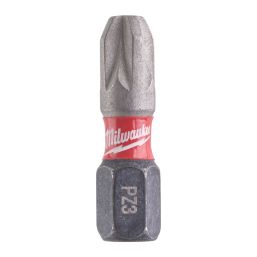 Milwaukee Shockwave 1/4" 25mm Hex Shank PZ3 Impact Duty Screwdriver Bits 25 Pack