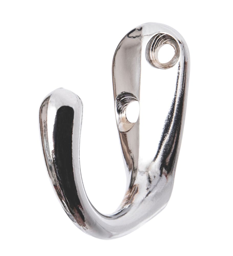 Smith & Locke Double Robe Hooks Polished Chrome 55mm 5 Pack - Screwfix