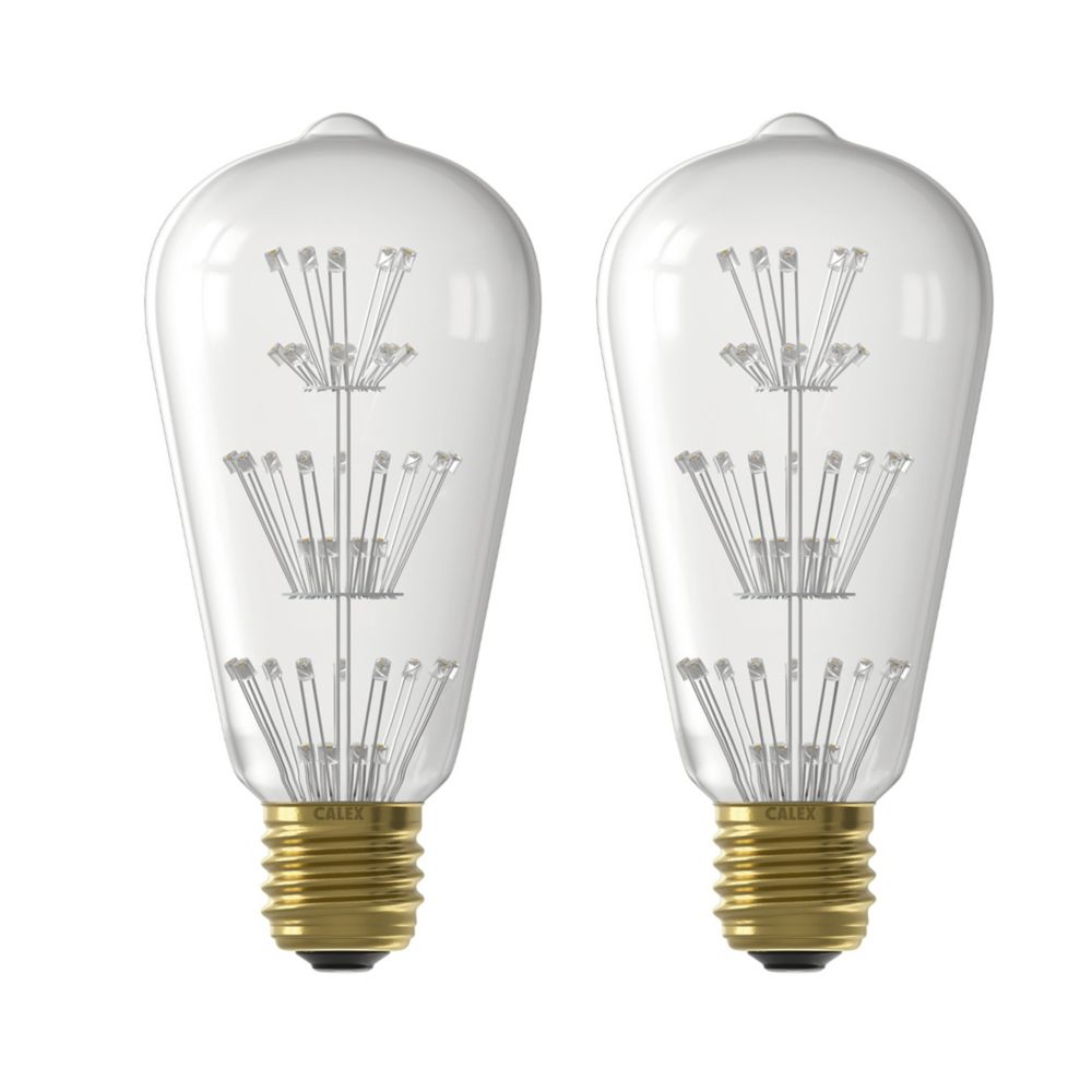 Calex Pearl Rustic E27 ST64 LED Light Bulb 165lm 2W 2 Pack Screwfix