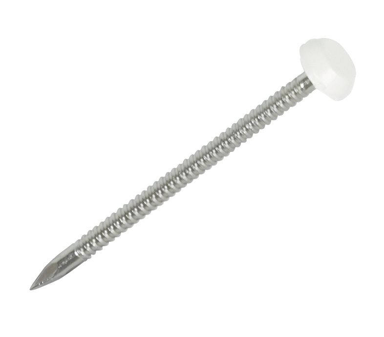 uPVC Nails White Head A4 Stainless Steel Shank 2 x 40mm 250 Pack - Screwfix