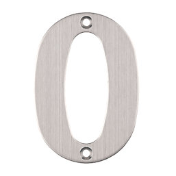 Eclipse Door Numeral 0 Satin Stainless Steel 102mm