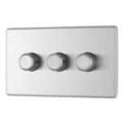 Refurb LAP  3-Gang 2-Way LED Dimmer Switch  Brushed Steel with Colour-Matched Inserts