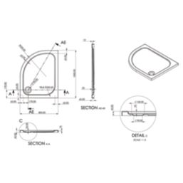 Essentials Rome Offset Quadrant Shower Tray Left-Handed Gloss 1000mm x 800mm x 45mm