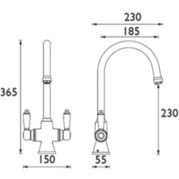 Bristan Renaissance Easyfit Kitchen Sink Mixer  Brushed Brass 1 Pair