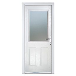 Crystal  2-Panel 1-Light Left or Right-Handed White Composite Front Door 2055mm x 920mm
