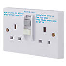 Schneider Electric Exclusive Square Edge 30mA 2-Gang Unswitched Active RCD Socket White